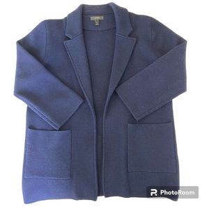 J. Crew SOPHIE 100% Merino Wool Open Front Sweater Jacket | Navy | S fits M-L